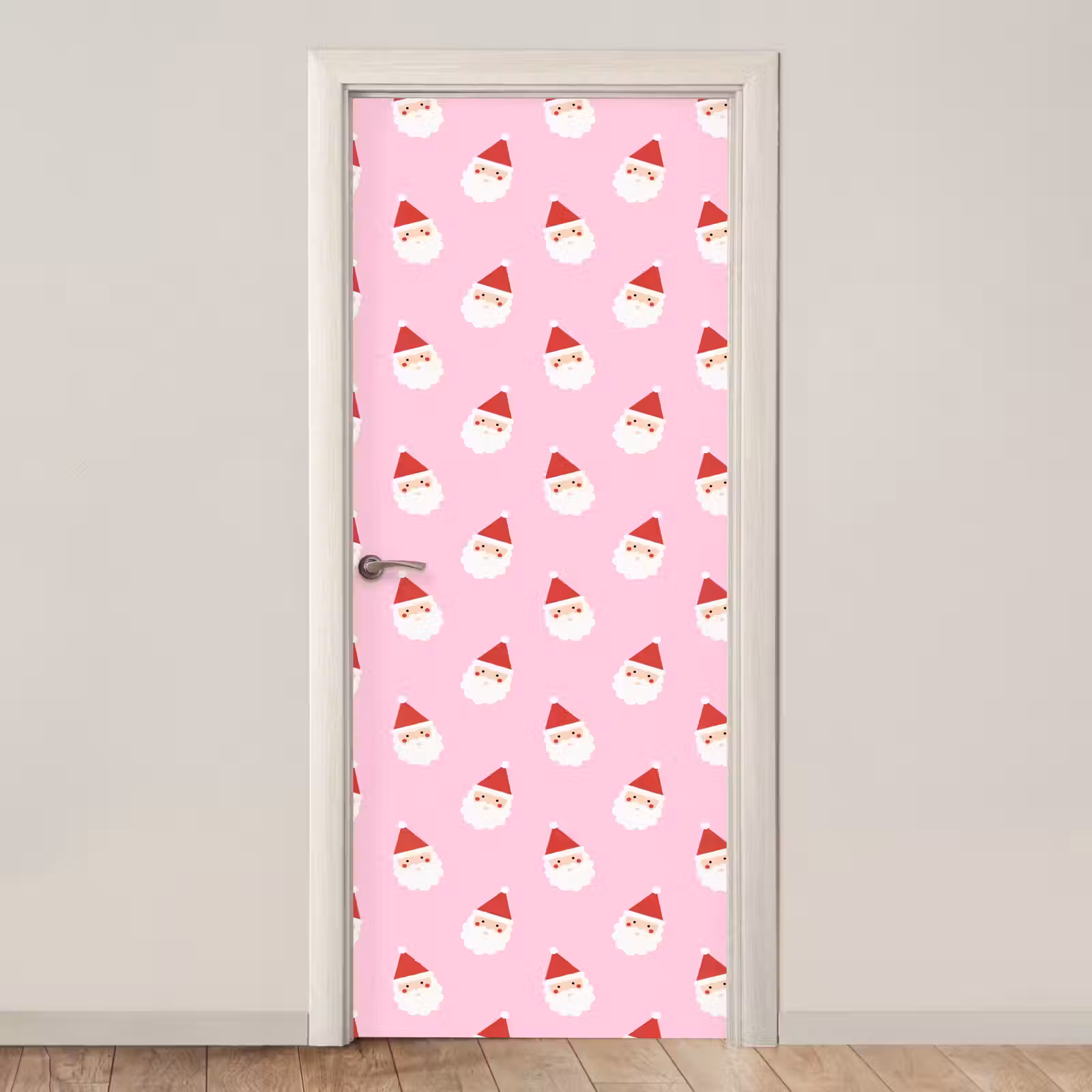 Deursticker - Kerstman - Kerst - Roze — 1
