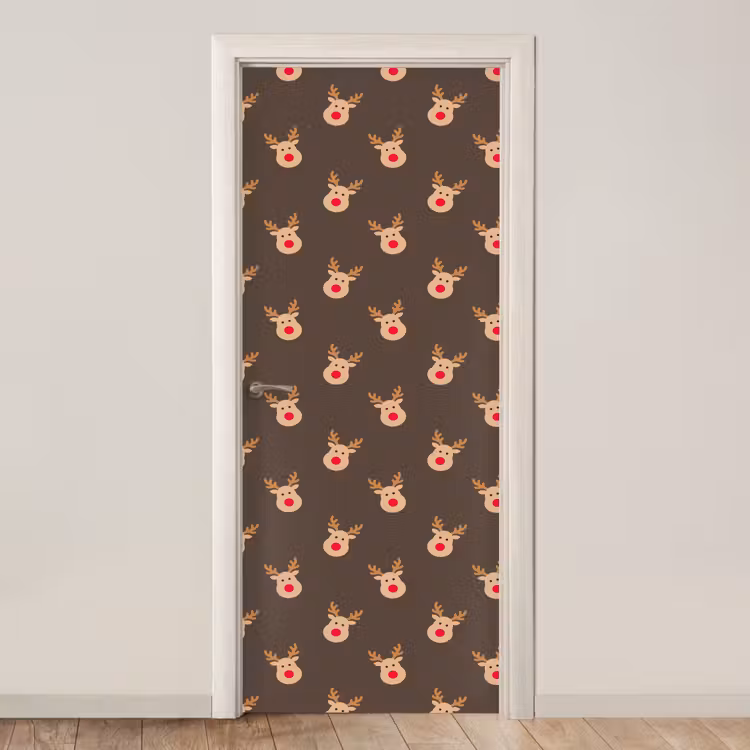 Deursticker - Kerst - Rendieren - Bruin — 1