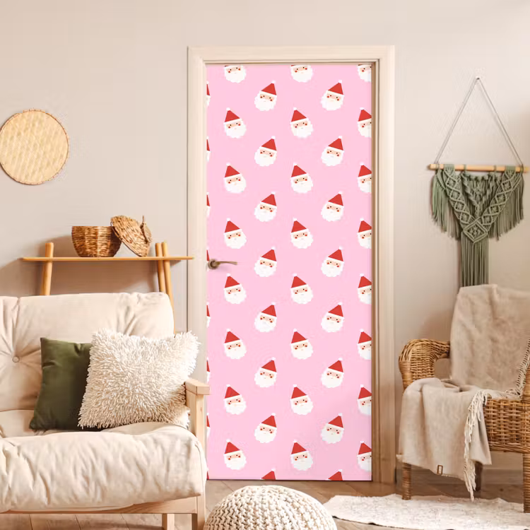 Deursticker - Kerstman - Kerst - Roze — 4