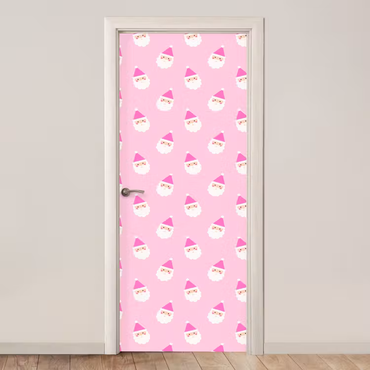 Deursticker - Kerstman - Kerst - Roze - Pastel — 1