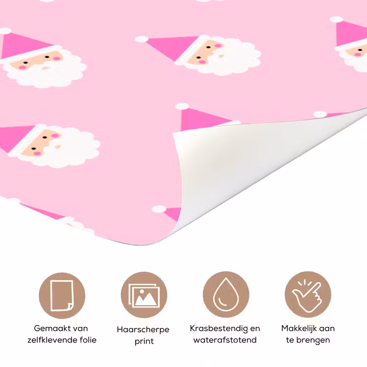 Deursticker - Kerstman - Kerst - Roze - Pastel — 3
