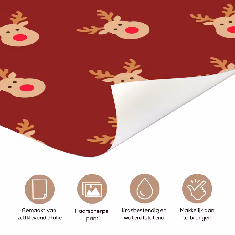 Deursticker - Rendieren - Kerst - Rood - Bruin — 3