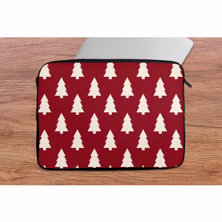 Laptophoes Kerstboom - Rood - Wit — 2