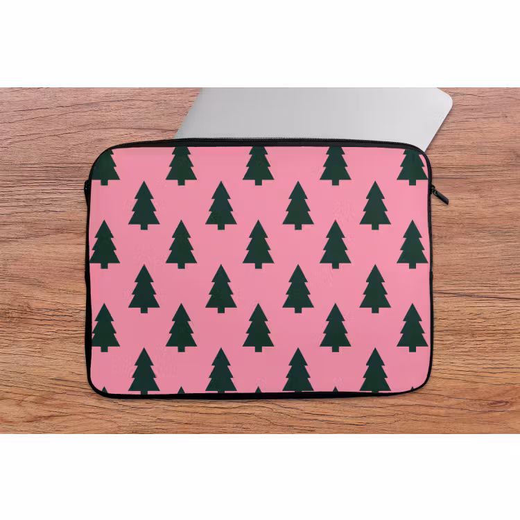 Laptophoes Kerstboom - Roze - Groen — 2