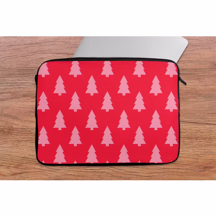 Laptophoes Kerstboom - Roze - Rood — 2