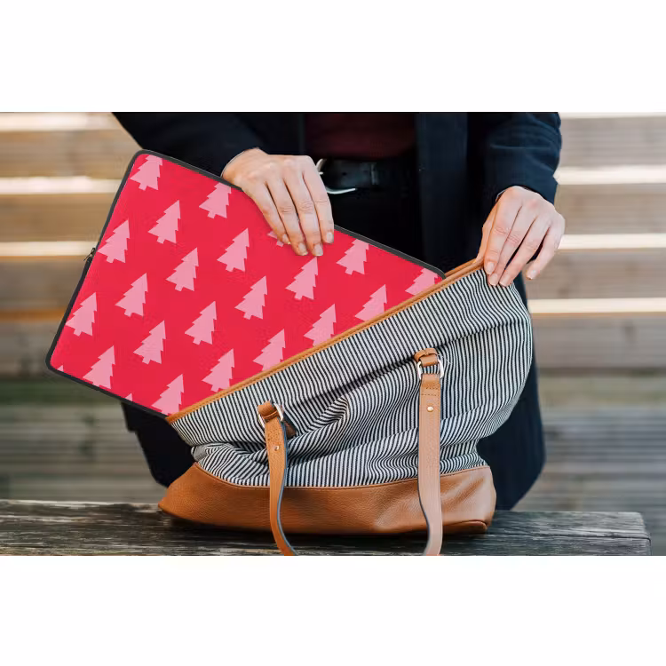 Laptophoes Kerstboom - Roze - Rood — 4