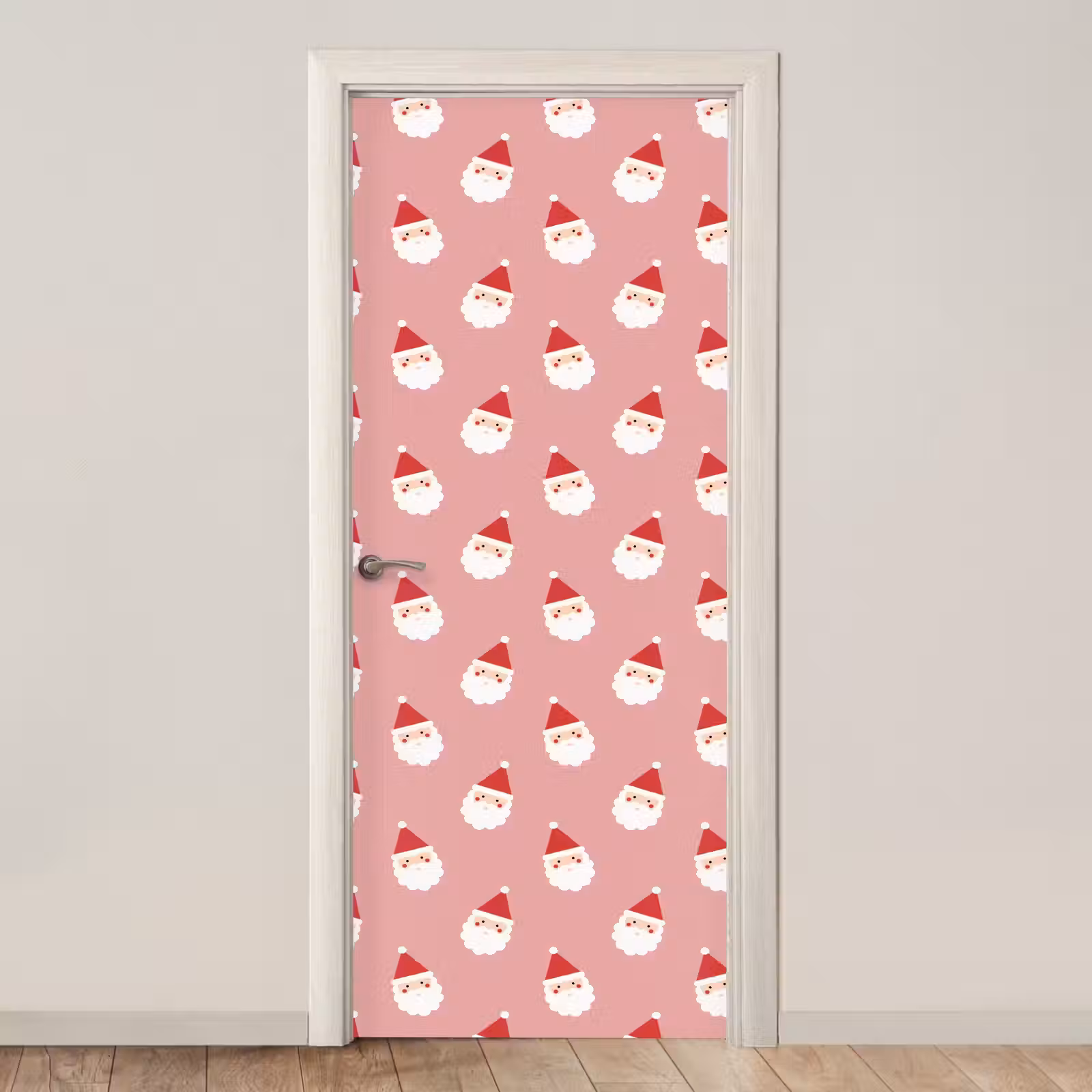 Deursticker - Kerst - Kerstman - Roze — 1