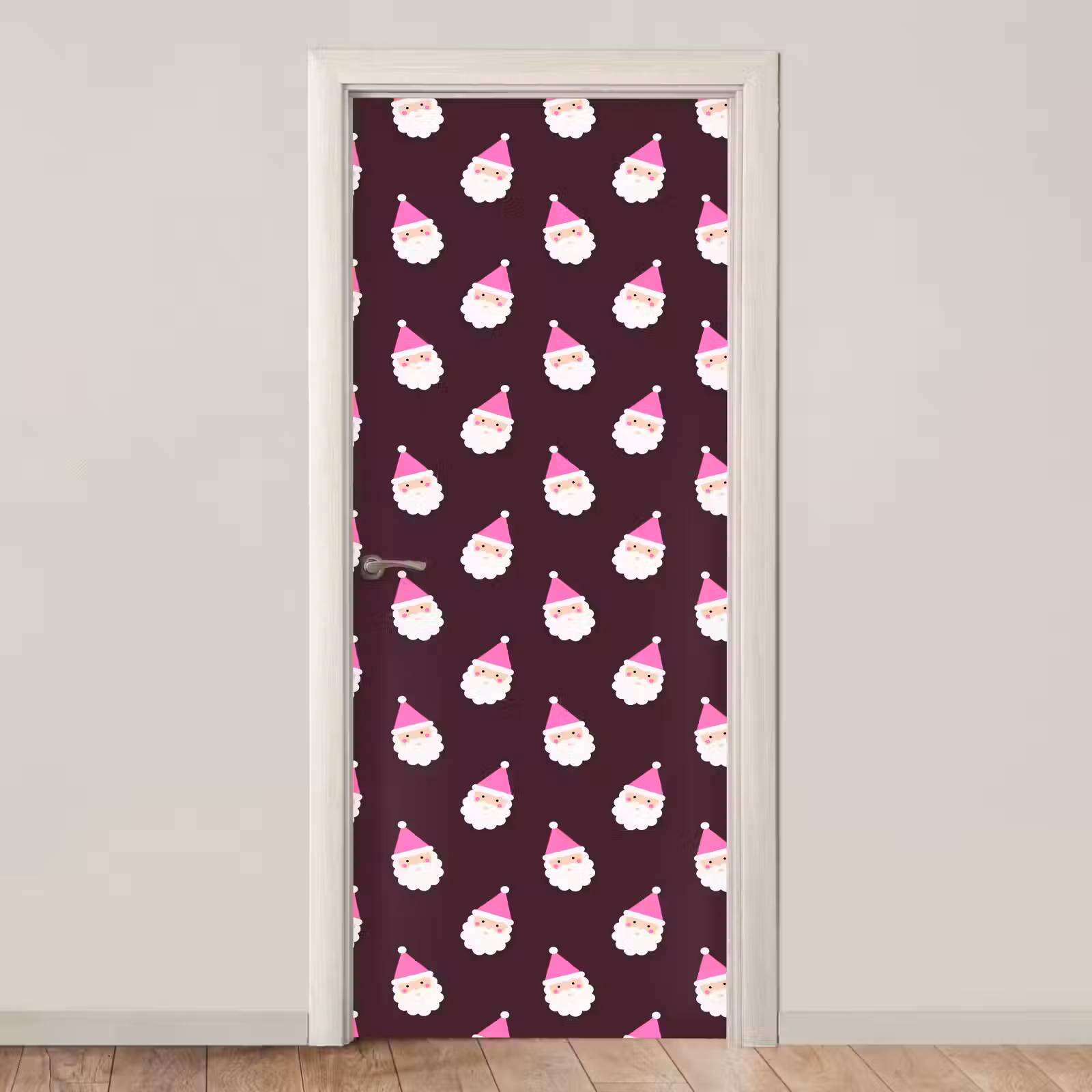 Deursticker - Kerstman - Kerst - Roze - Burgundy — 1
