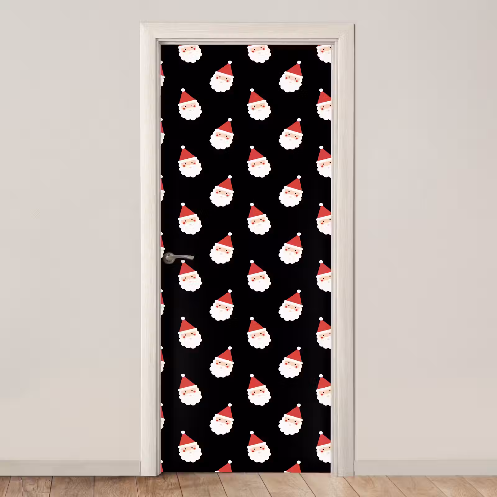 Deursticker - Kerstman - Kerst - Zwart — 1