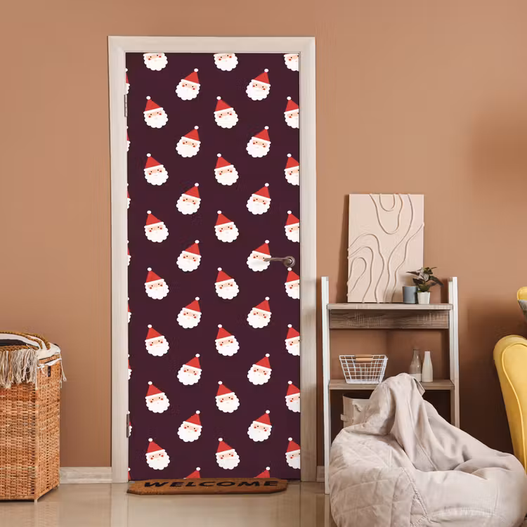 Deursticker - Kerstman - Kerst - Donker - Rood — 2