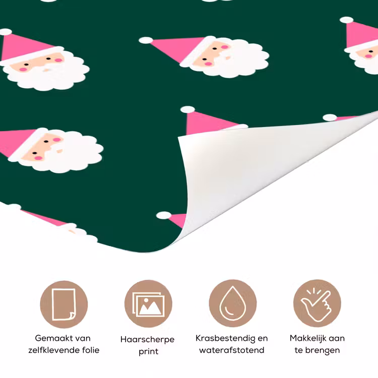 Deursticker - Kerstman - Kerst - Groen - Roze — 3