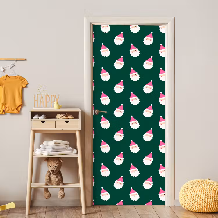 Deursticker - Kerstman - Kerst - Groen - Roze — 6