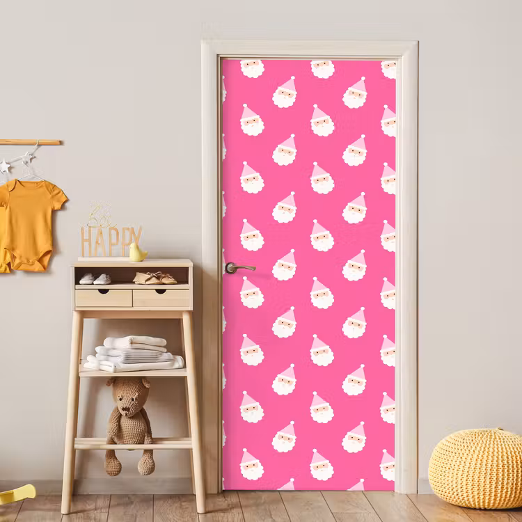 Deursticker - Kerstman - Kerst - Neon - Roze — 6