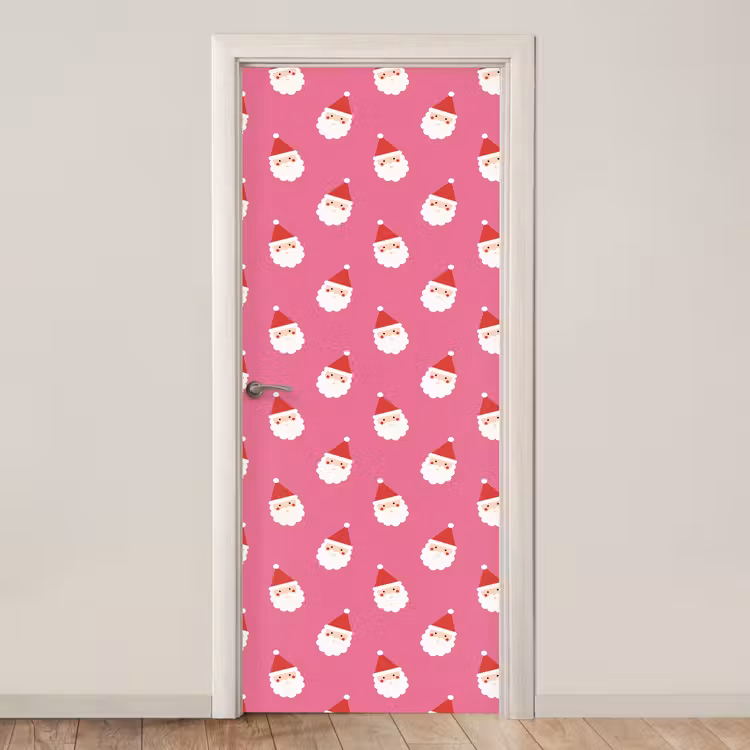 Deursticker - Kerstman - Kerst - Rood - Roze — 1