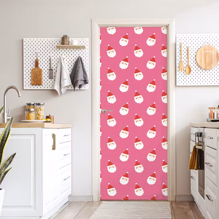 Deursticker - Kerstman - Kerst - Rood - Roze — 7