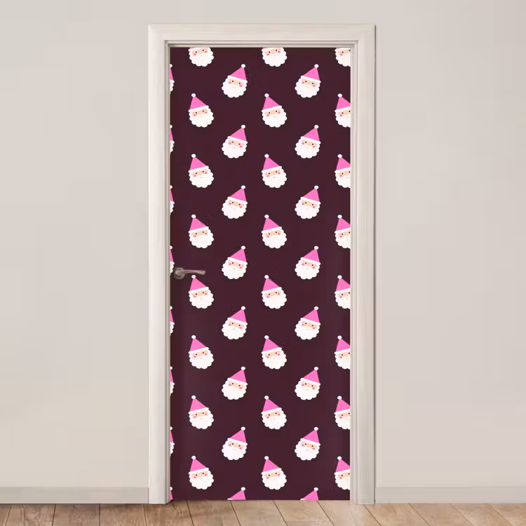 Deursticker - Kerstman - Kerst - Roze - Burgundy — 1