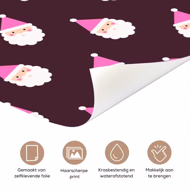 Deursticker - Kerstman - Kerst - Roze - Burgundy — 3