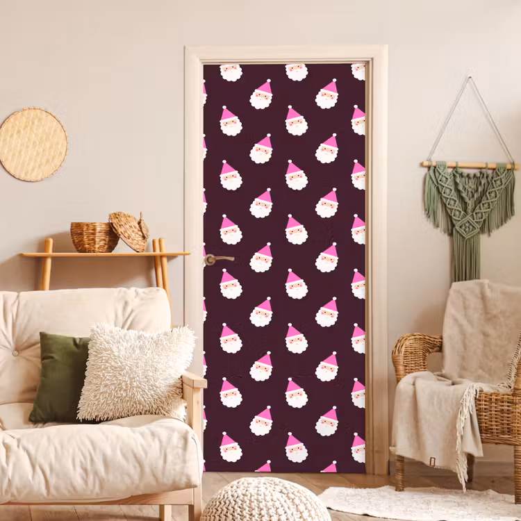 Deursticker - Kerstman - Kerst - Roze - Burgundy — 4