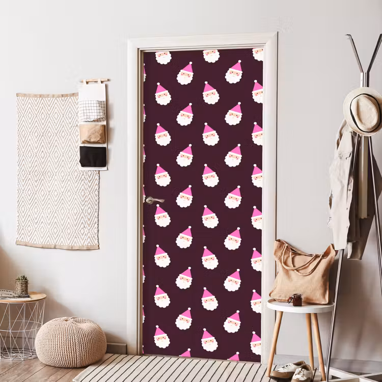 Deursticker - Kerstman - Kerst - Roze - Burgundy — 8