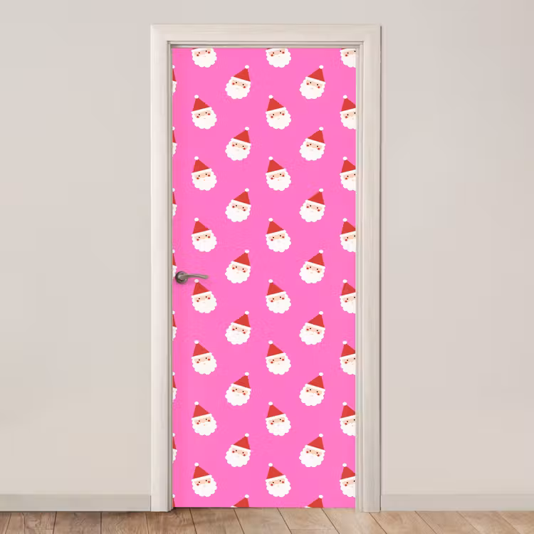 Deursticker - Kerstman - Kerst - Roze - Rood — 1