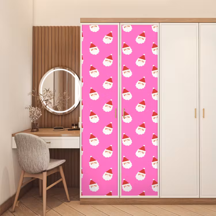 Deursticker - Kerstman - Kerst - Roze - Rood — 5