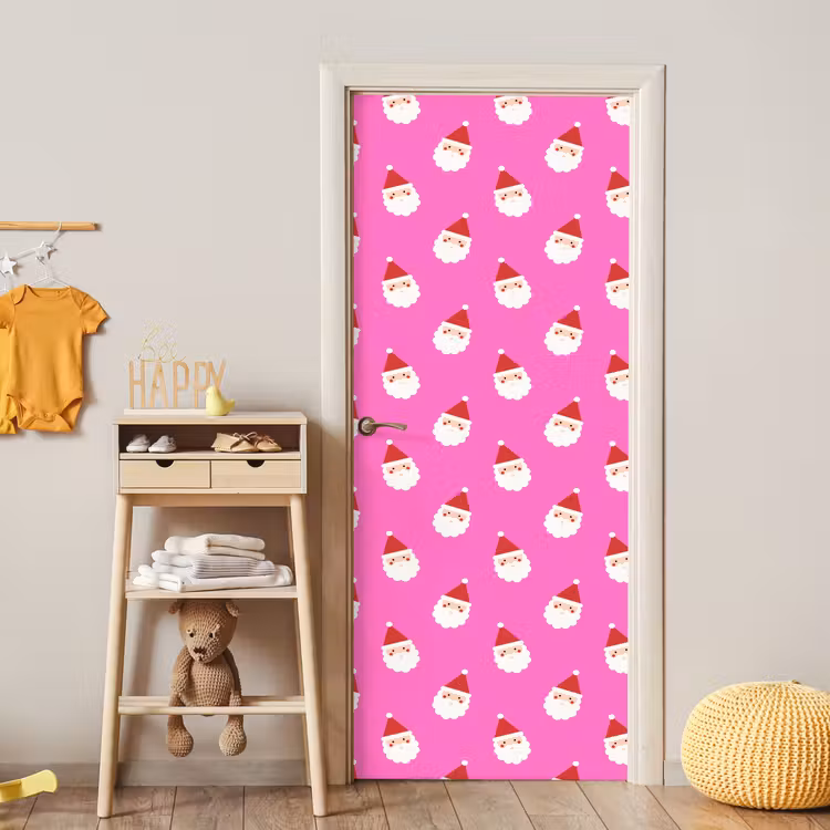 Deursticker - Kerstman - Kerst - Roze - Rood — 6