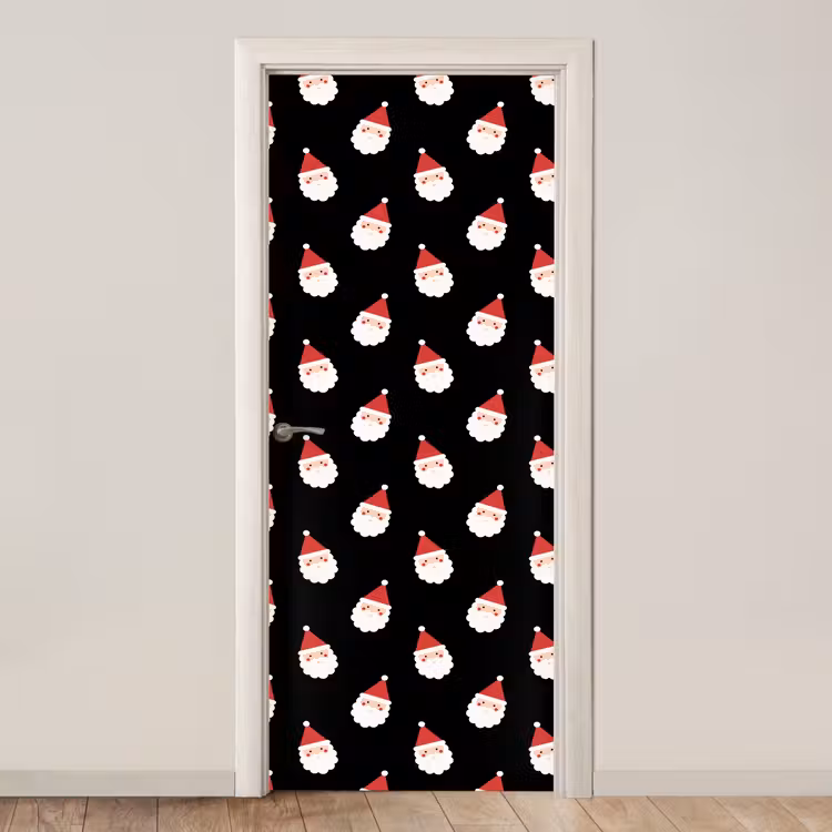 Deursticker - Kerstman - Kerst - Zwart — 1
