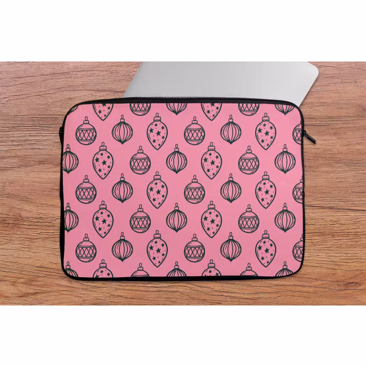 Laptophoes Kerstbal - Groen - Roze — 2