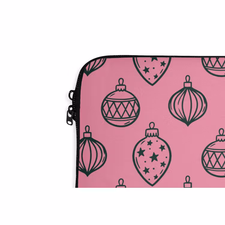 Laptophoes Kerstbal - Groen - Roze — 5