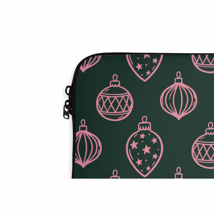 Laptophoes Kerstbal - Roze - Groen — 5