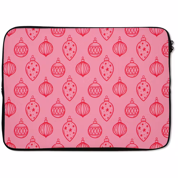 Laptophoes Kerstbal - Roze - Rood — 1
