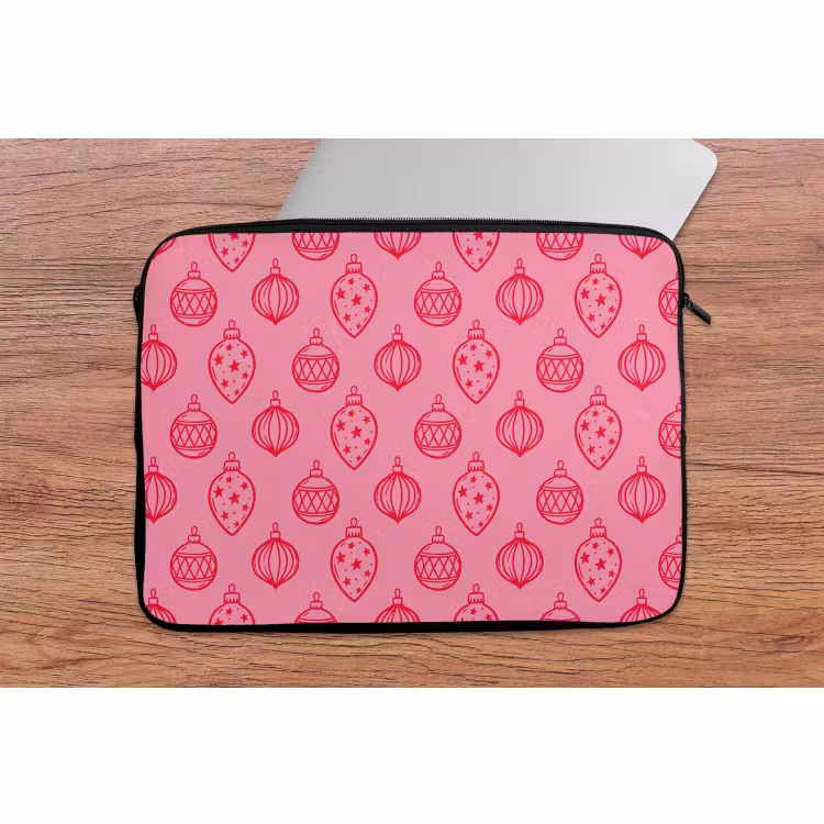 Laptophoes Kerstbal - Roze - Rood — 2