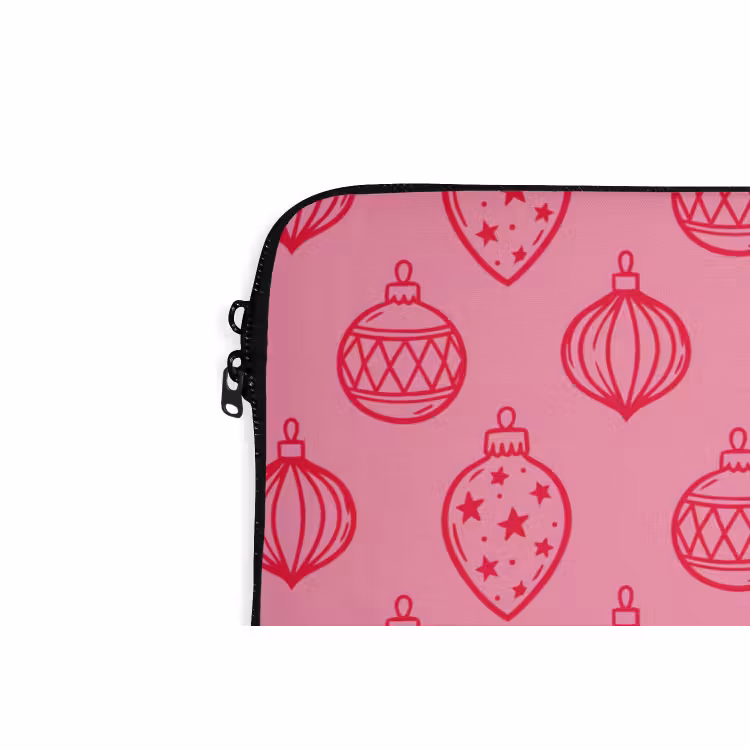 Laptophoes Kerstbal - Roze - Rood — 5