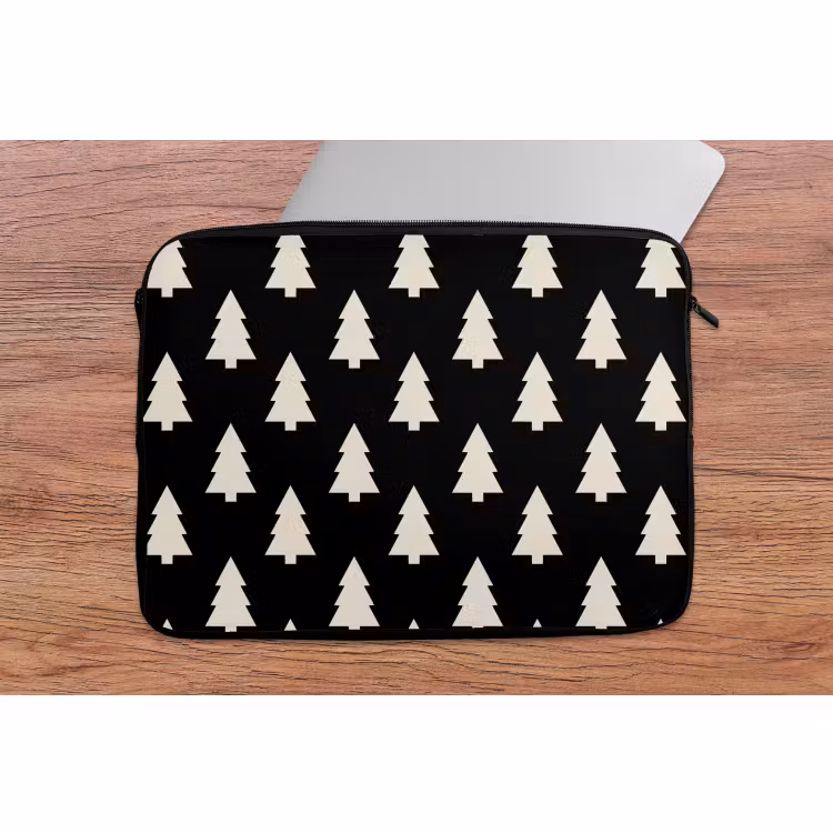 Laptophoes Kerstboom - Zwart - Wit — 2