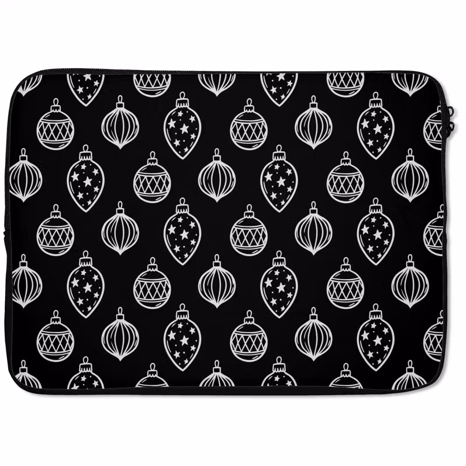 Laptophoes Kerstbal - Wit - Zwart — 1