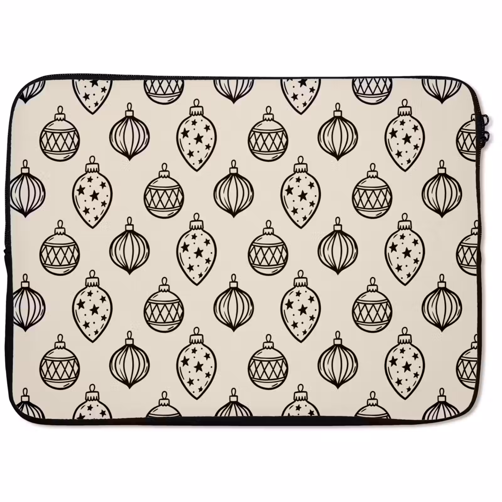Laptophoes Kerstbal - Zwart - Wit — 1