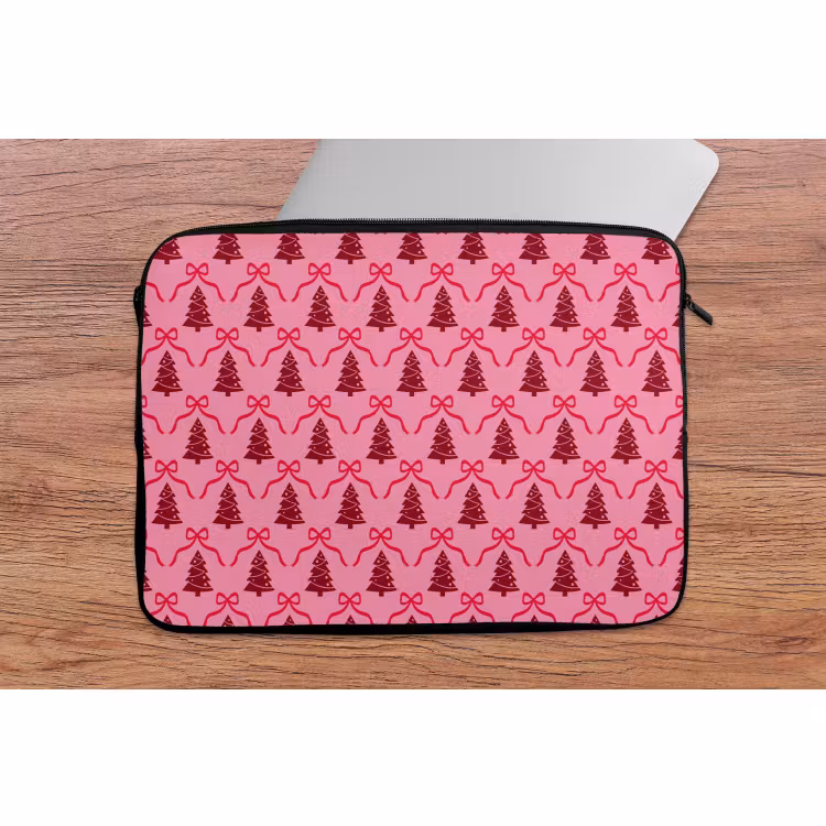 Laptophoes Kerst - Rood - Roze - Strik — 2