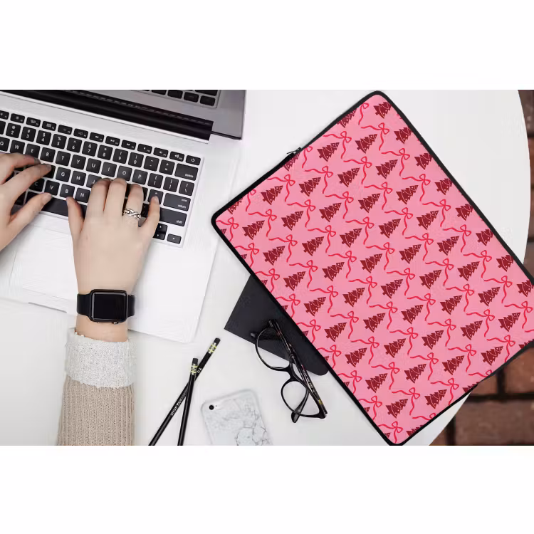 Laptophoes Kerst - Rood - Roze - Strik — 3