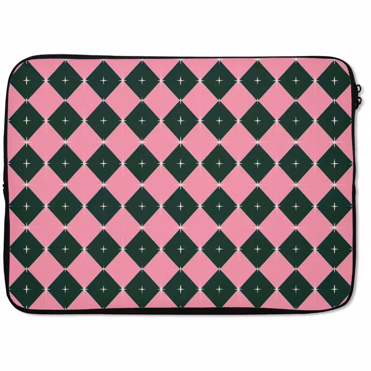 Laptophoes Kerst - Roze - Groen - Ster — 1
