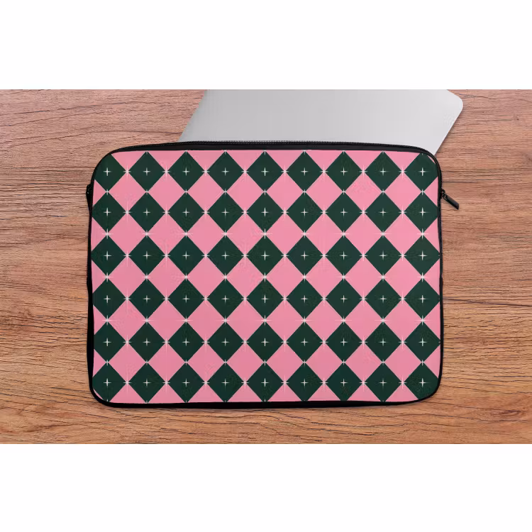 Laptophoes Kerst - Roze - Groen - Ster — 2
