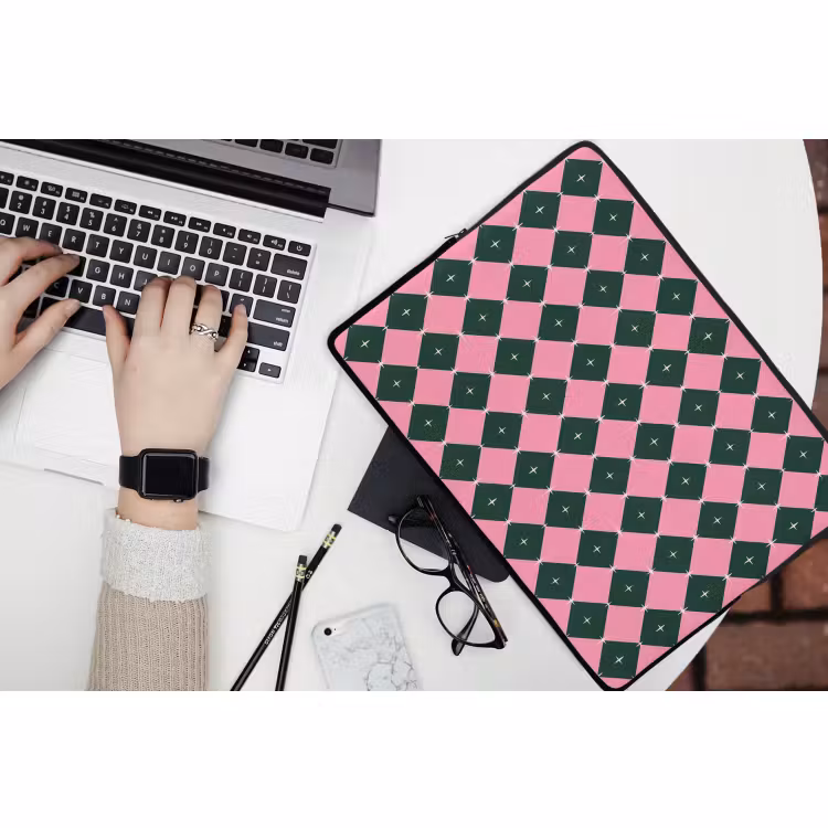 Laptophoes Kerst - Roze - Groen - Ster — 3