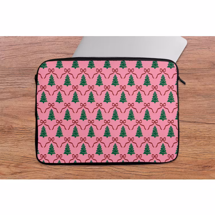 Laptophoes Kerst - Roze - Rood - Strik — 2