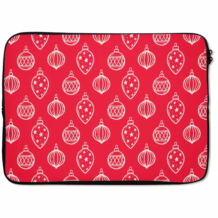 Laptophoes Kerstbal - Rood - Wit — 1