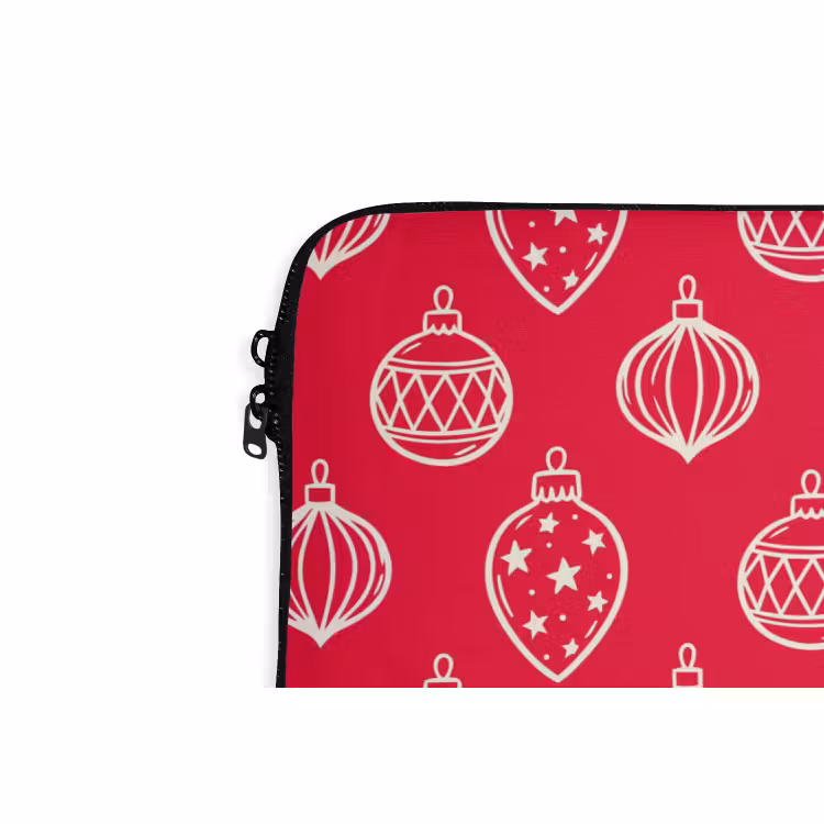 Laptophoes Kerstbal - Rood - Wit — 5