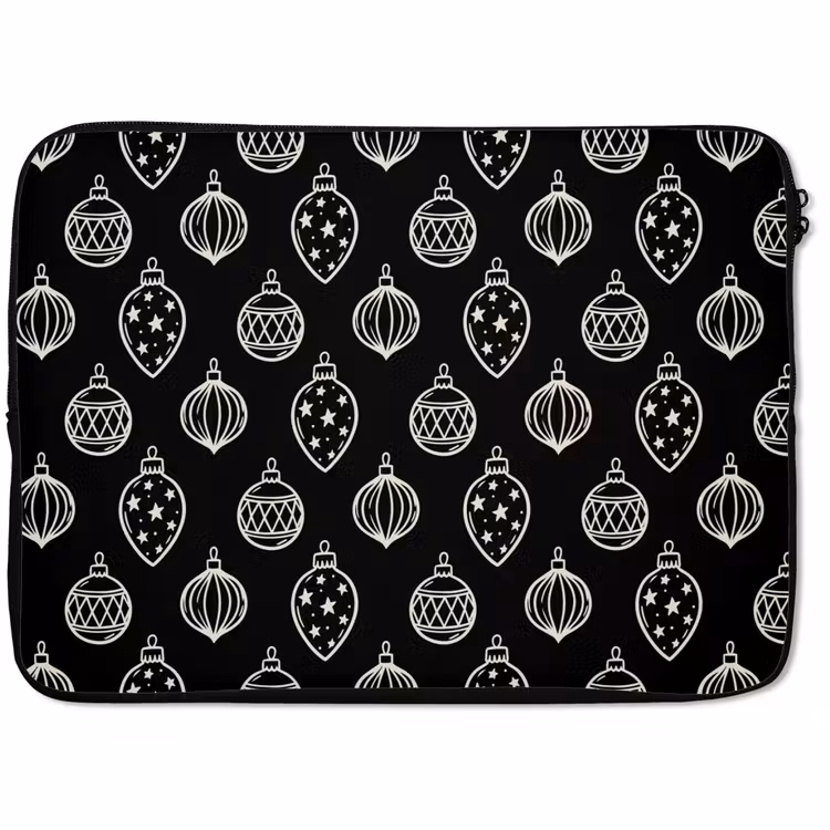 Laptophoes Kerstbal - Wit - Zwart — 1