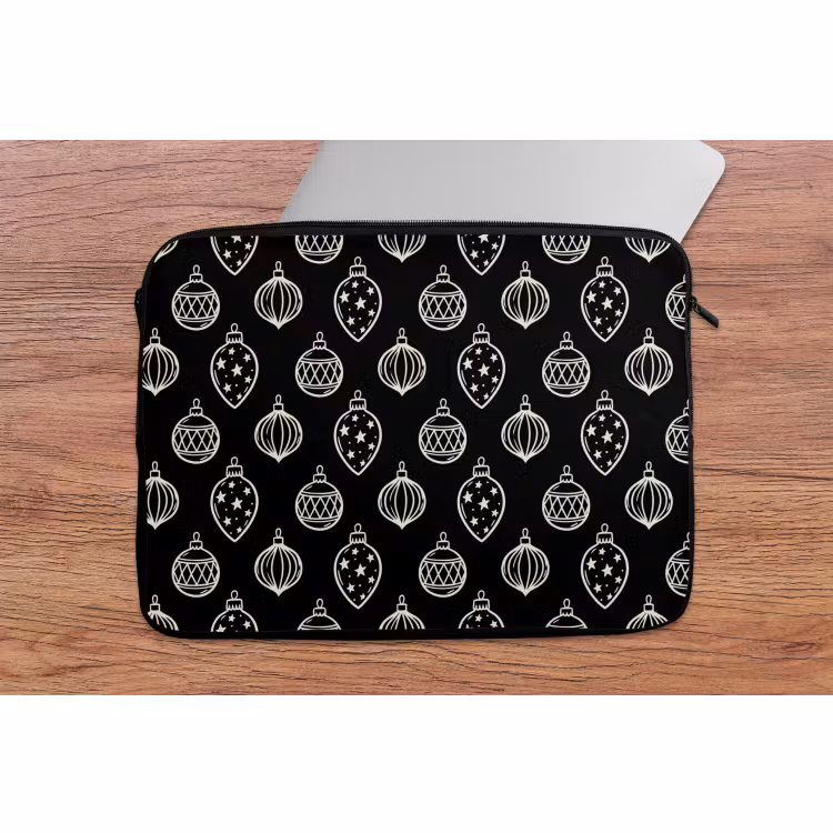 Laptophoes Kerstbal - Wit - Zwart — 2