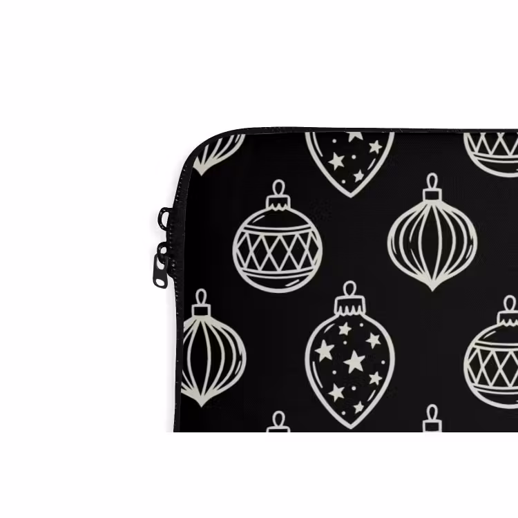 Laptophoes Kerstbal - Wit - Zwart — 5