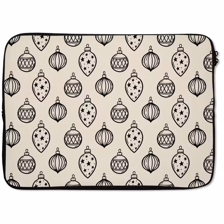 Laptophoes Kerstbal - Zwart - Wit — 1