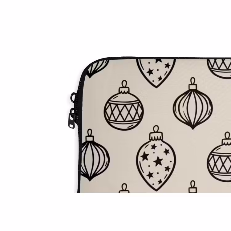 Laptophoes Kerstbal - Zwart - Wit — 5