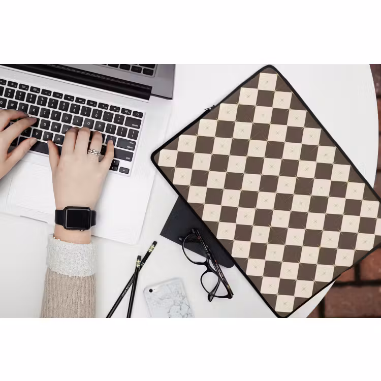 Laptophoes Ster - Bruin - Wit - Kerst — 3